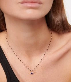 GIGI CLOZEAU Collier Eye Soirée Perles Résine Bleu De Prusse Diamants Or Jaune -Shaker Jewels Magasin clozb look20221013 30 1