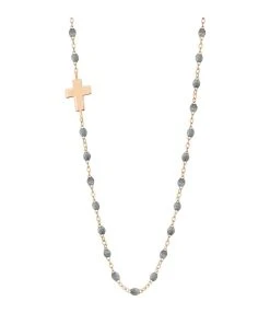 GIGI CLOZEAU Collier Intra Croix Perles Résine Or