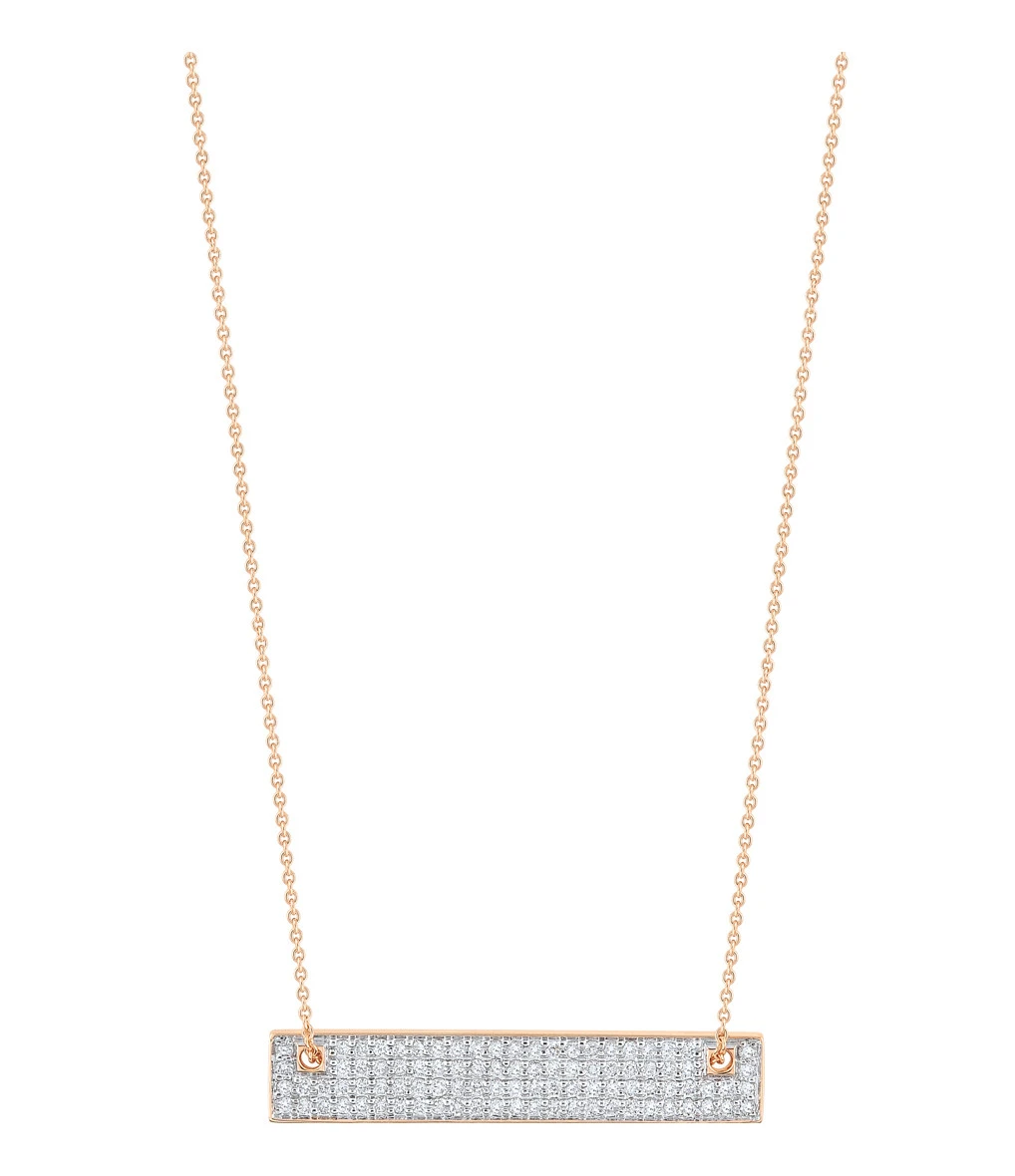 Ginette NY Collier Baguette Mini Or Rose Diamants 1 Ginette NY Collier Baguette Mini Or Rose Diamants