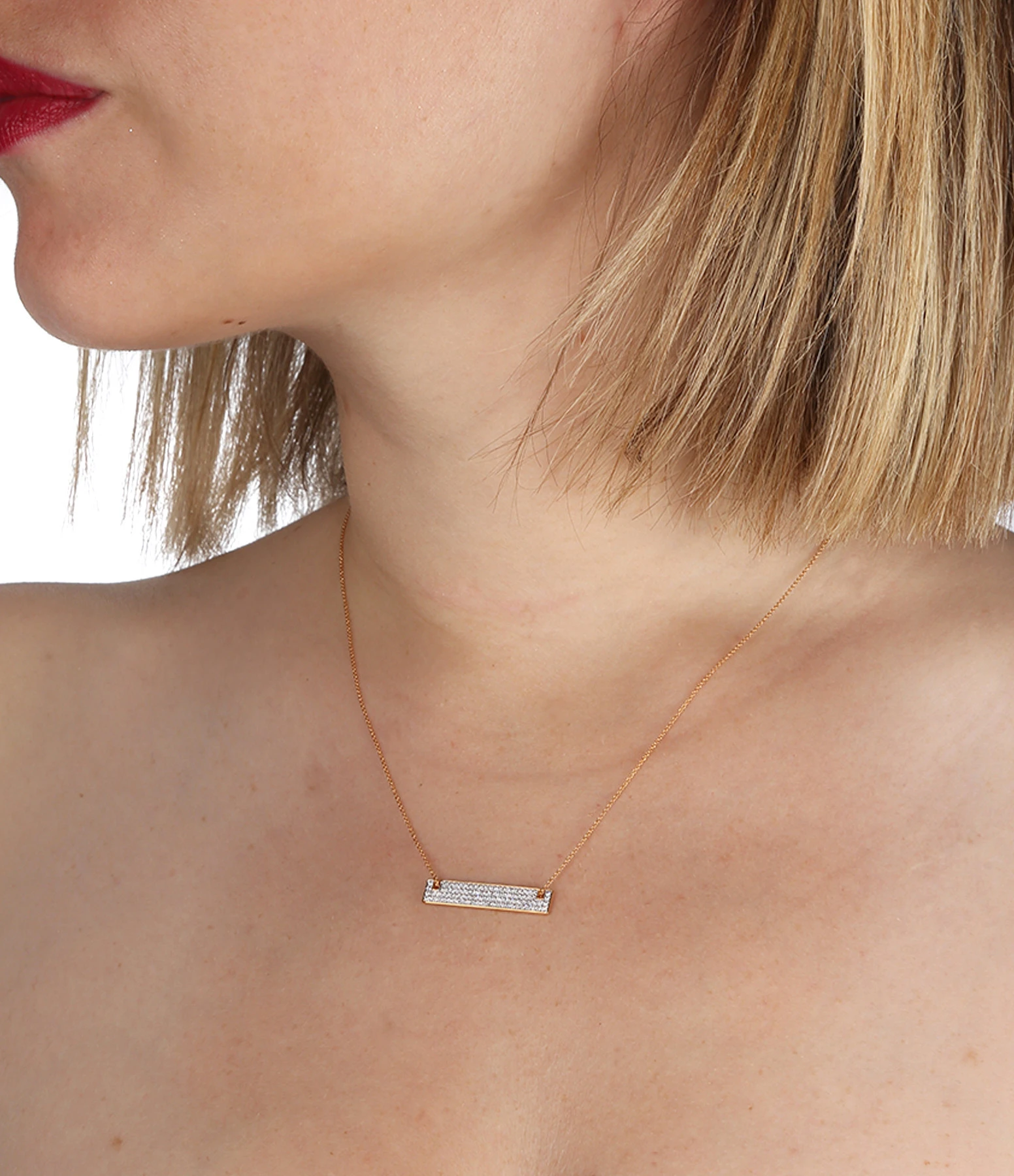Ginette NY Collier Baguette Mini Or Rose Diamants 2 Ginette NY Collier Baguette Mini Or Rose Diamants – Image 2