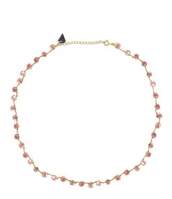 MON PRECIEUX GEM Collier Cœur Strawberry Quartz Rose