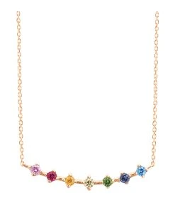 VANRYCKE Collier Stardust Rainbow Or Rose Saphirs Tsavorite