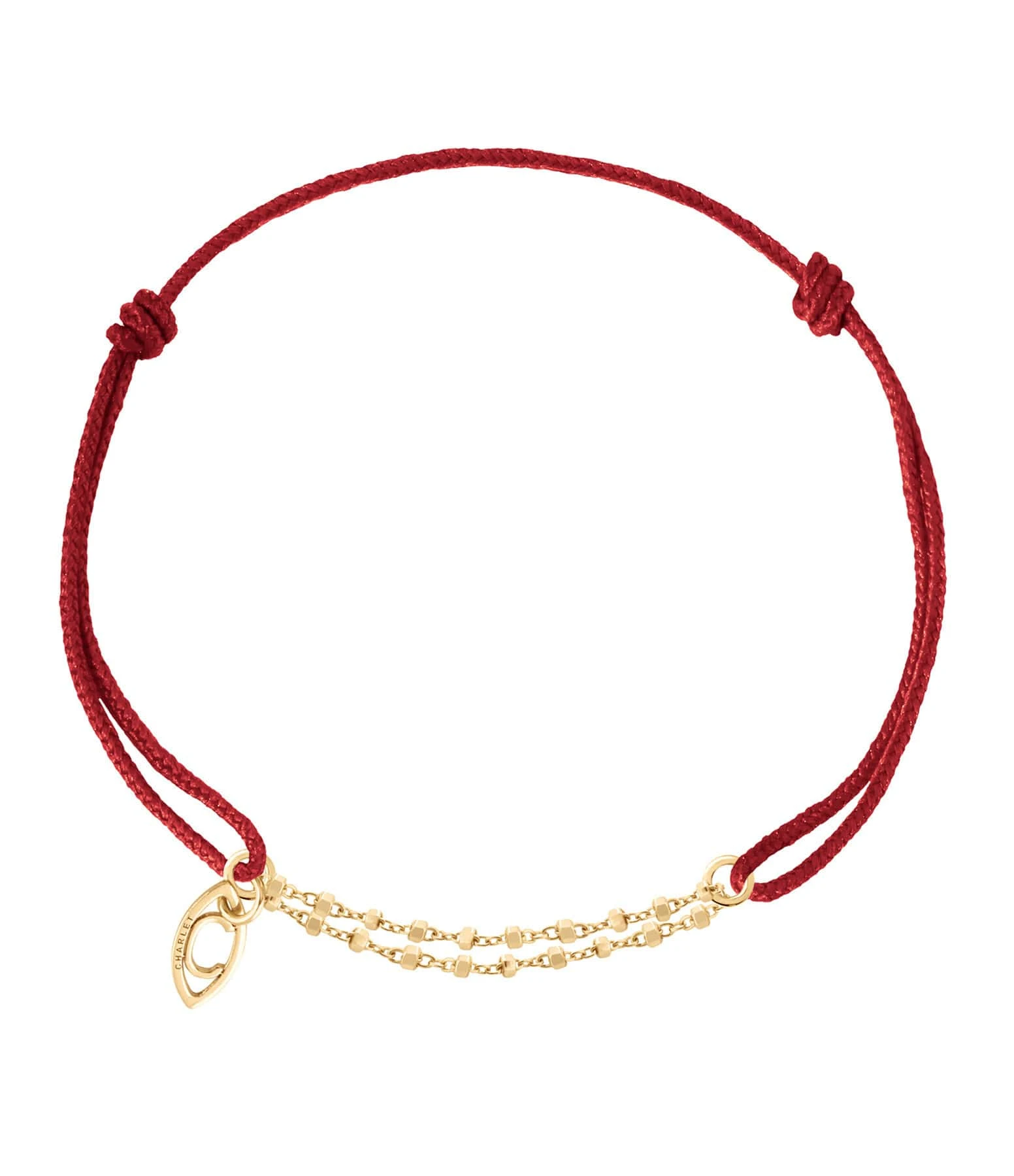 CHARLET Bracelet Diamantée Cordon Rouge Or Jaune 1 CHARLET Bracelet Diamantée Cordon Rouge Or Jaune