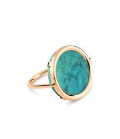 Ginette NY Bague Disc Or Rose Turquoise