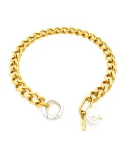 PERRINE TAVERNITI Collier Magellan Bicolore Doré Perles Nacre