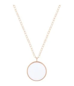 Ginette NY Sautoir Ever Disc Jumbo Agate Blanche Or Rose