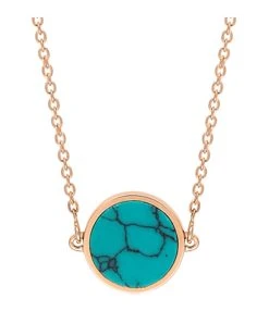 Ginette NY Collier Ever Mini Disc Turquoise Or Rose