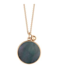 Ginette NY Collier Ever Disc Nacre Noire Or Rose