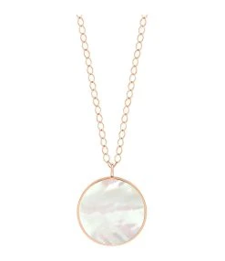 Ginette NY Sautoir Ever Disc Jumbo Nacre Blanche Or Rose