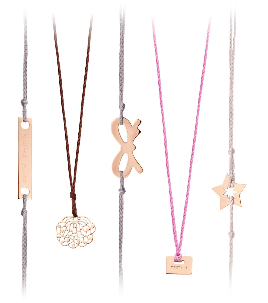 Ginette NY Collier Mini Plate Soie Or Rose 2 Ginette NY Collier Mini Plate Soie Or Rose – Image 2