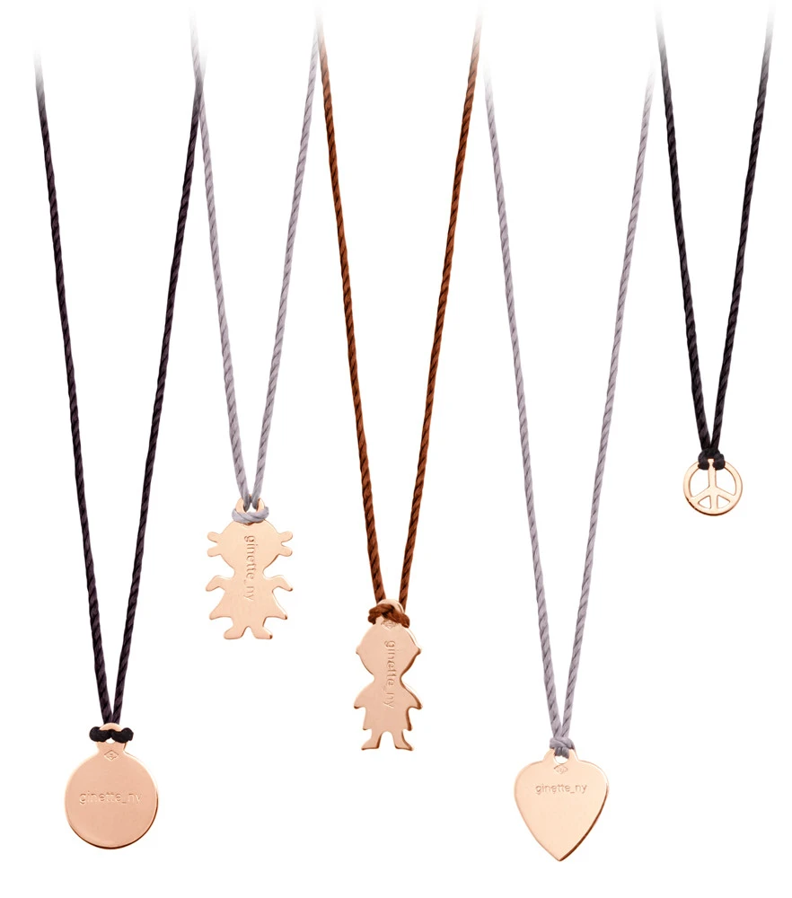 Ginette NY Collier Mini Cœur Soie Or Rose 2 Ginette NY Collier Mini Cœur Soie Or Rose – Image 2