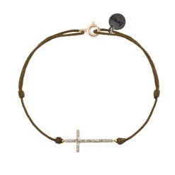 LSONGE Bracelet Croix L Cordon Taupe