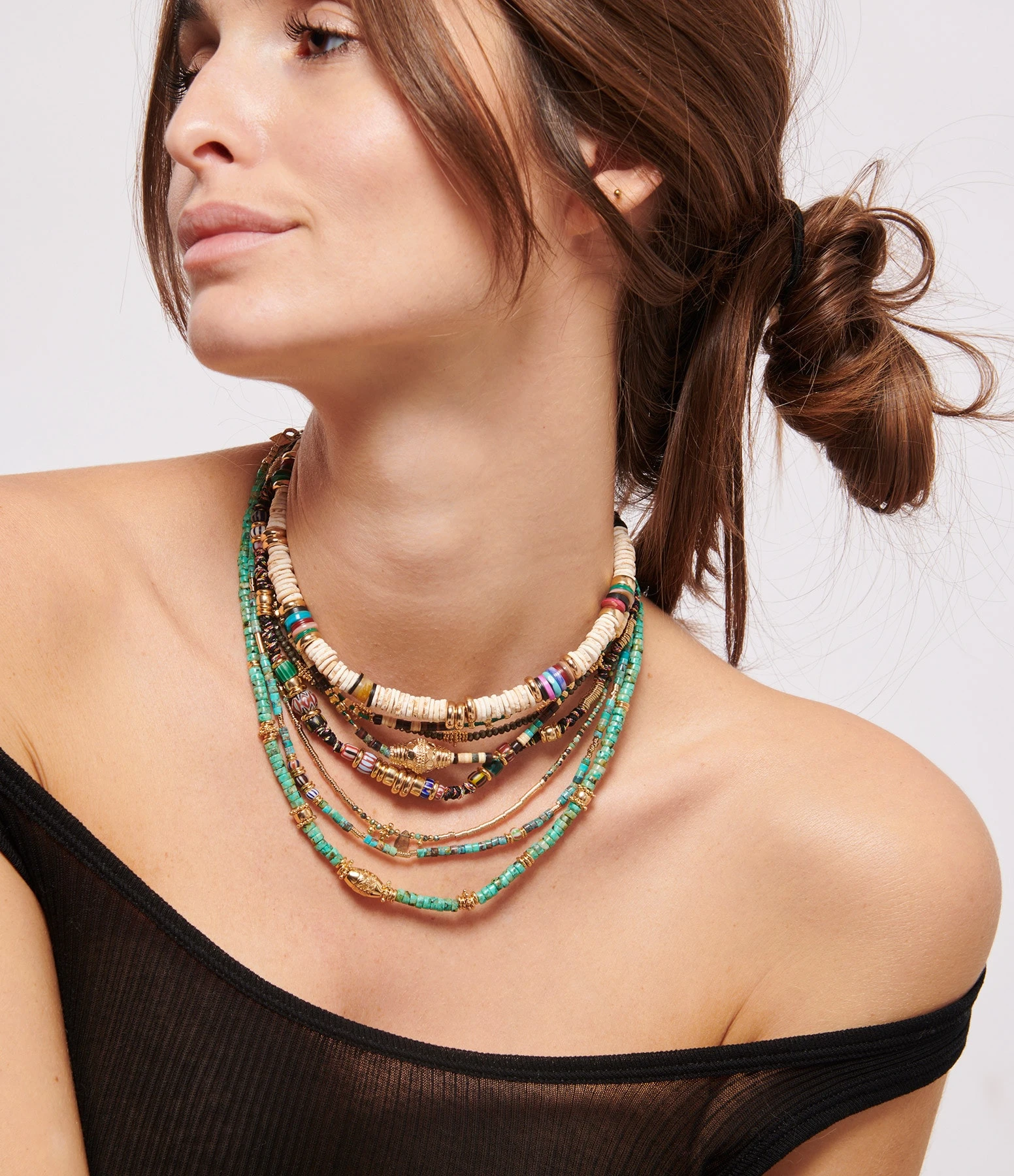 GACHON POTHIER Collier Court Sacha Turquoise 2 GACHON POTHIER Collier Court Sacha Turquoise – Image 2