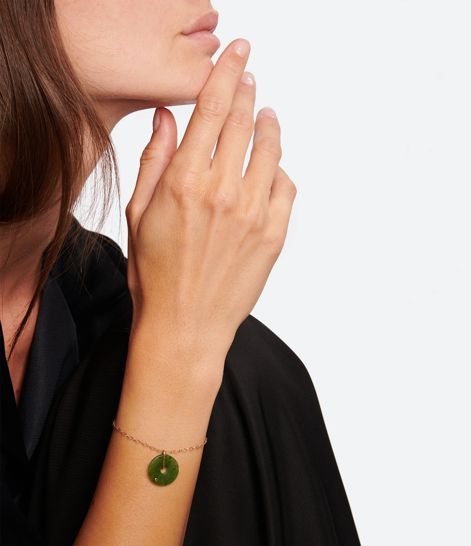 Ginette NY Bracelet Donut Jade Chaîne Or Rose 2 Ginette NY Bracelet Donut Jade Chaîne Or Rose – Image 2