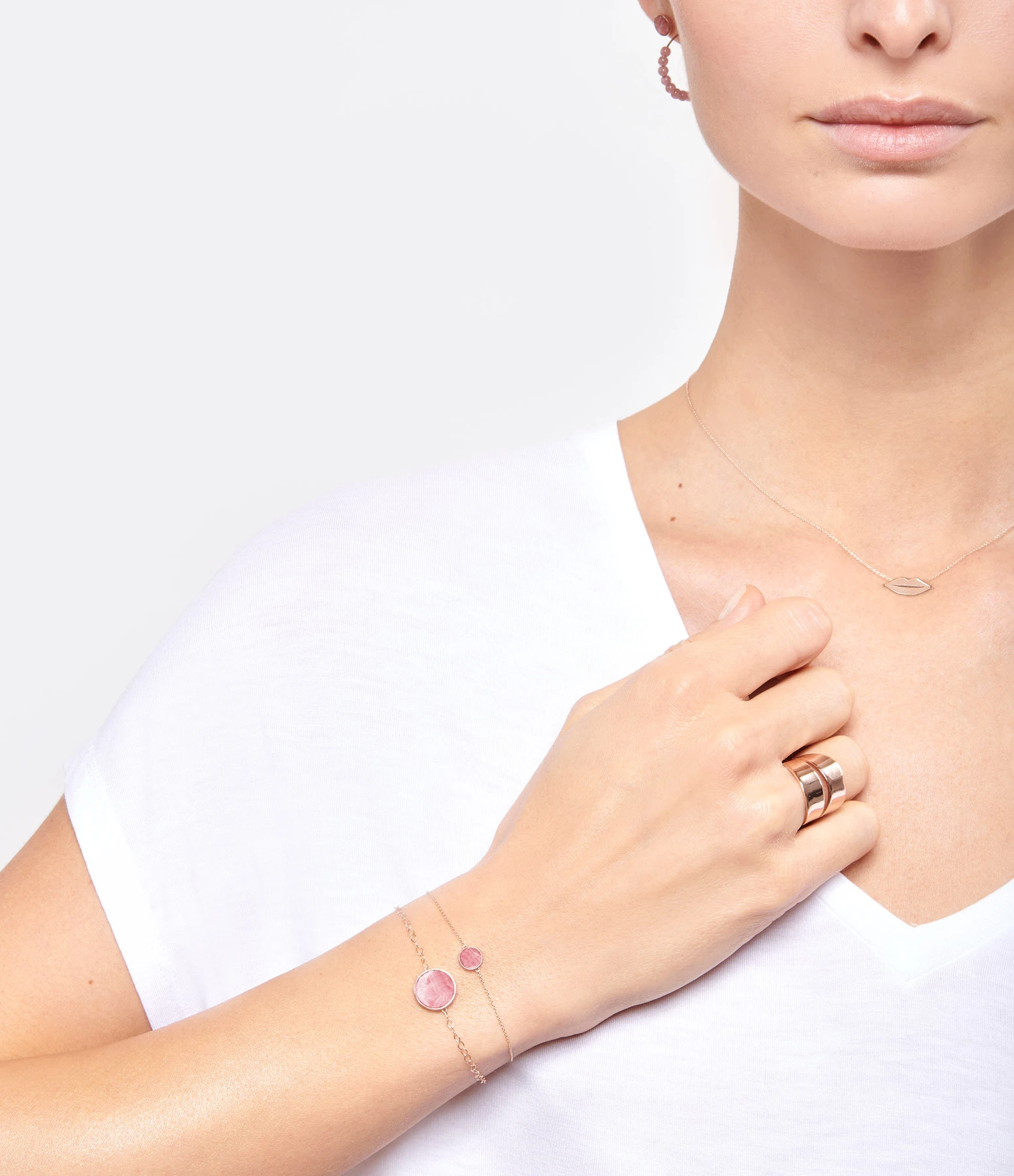 Ginette NY Bracelet Ever Mini Disc Rhodocrosite Or Rose 3 Ginette NY Bracelet Ever Mini Disc Rhodocrosite Or Rose – Image 3