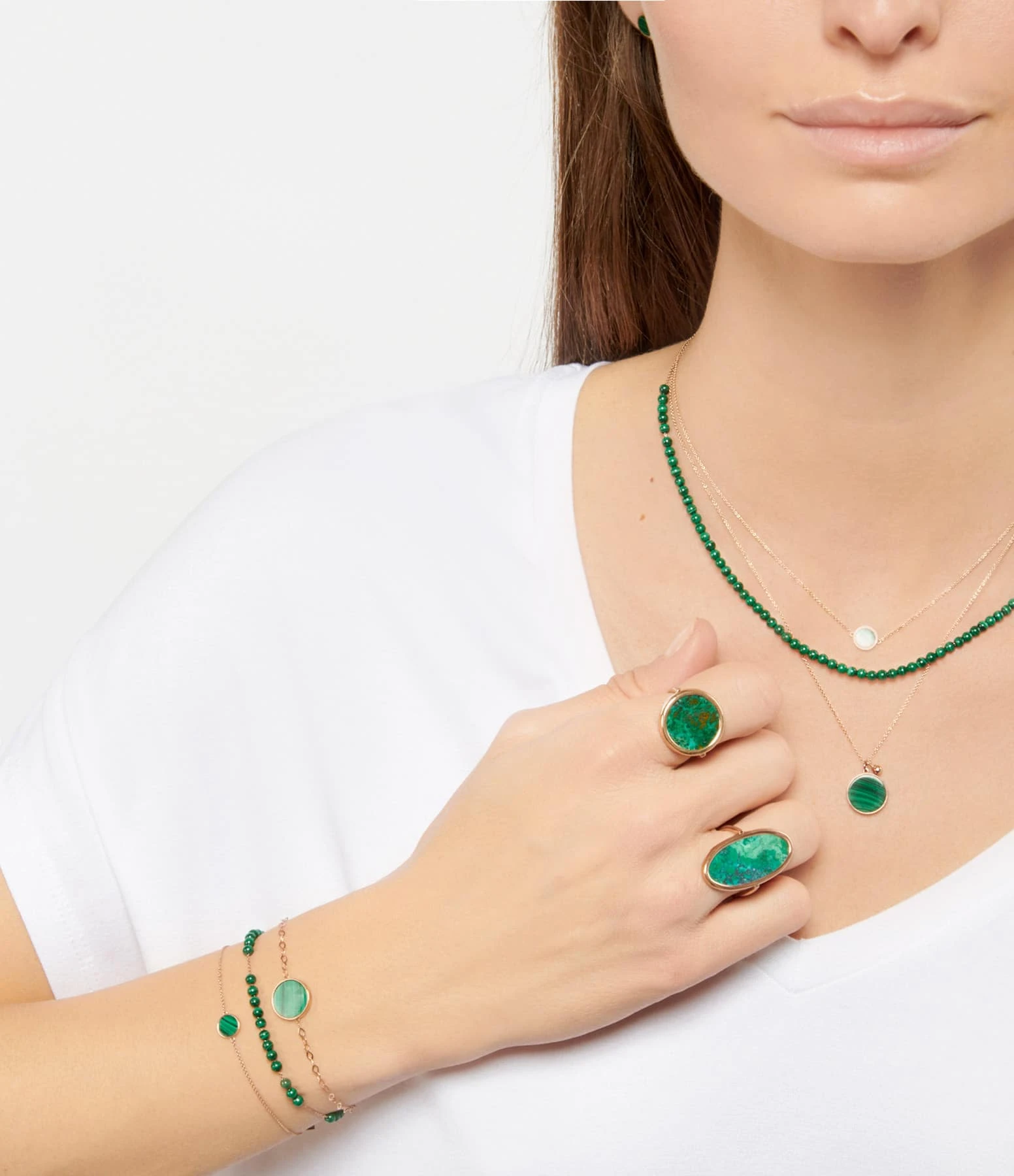 Ginette NY Bracelet Ever Disc Malachite Or Rose 3 Ginette NY Bracelet Ever Disc Malachite Or Rose – Image 3