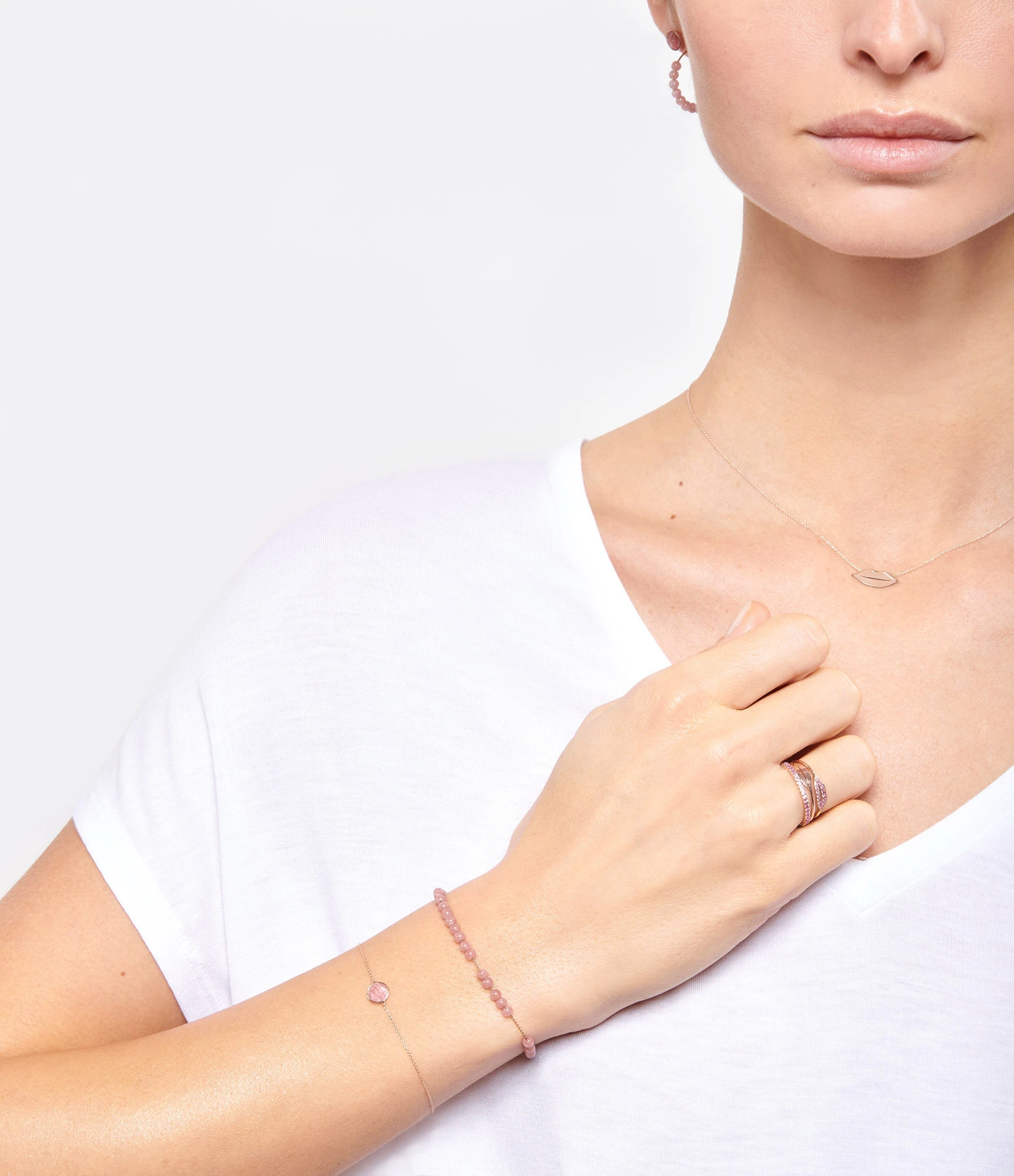Ginette NY Bracelet Maria Mini Rhodocrosite Or Rose 2 Ginette NY Bracelet Maria Mini Rhodocrosite Or Rose – Image 2
