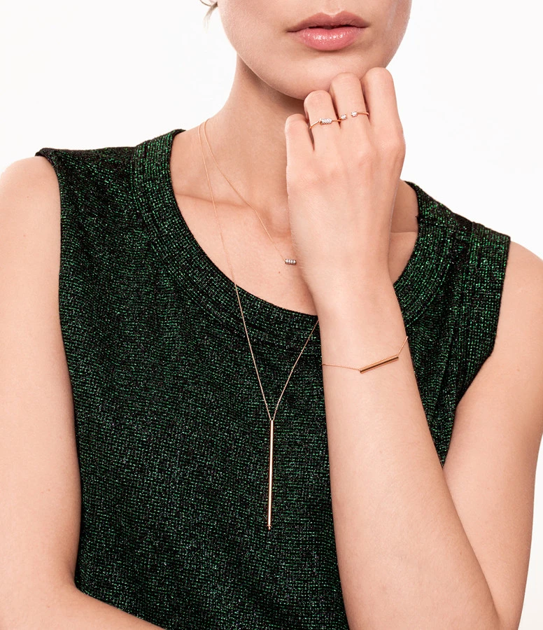 Ginette NY Collier Straw Mini Or Rose Diamants 2 Ginette NY Collier Straw Mini Or Rose Diamants – Image 2