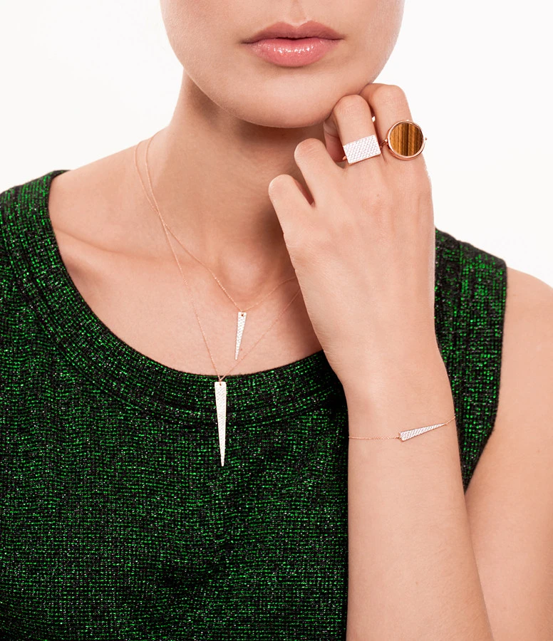 Ginette NY Bague Disc Or Rose Œil De Tigre 2 Ginette NY Bague Disc Or Rose Œil De Tigre – Image 2