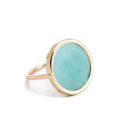 Ginette NY Bague Disc Or Rose Amazonite