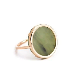 Ginette NY Bague Disc Or Rose Jade