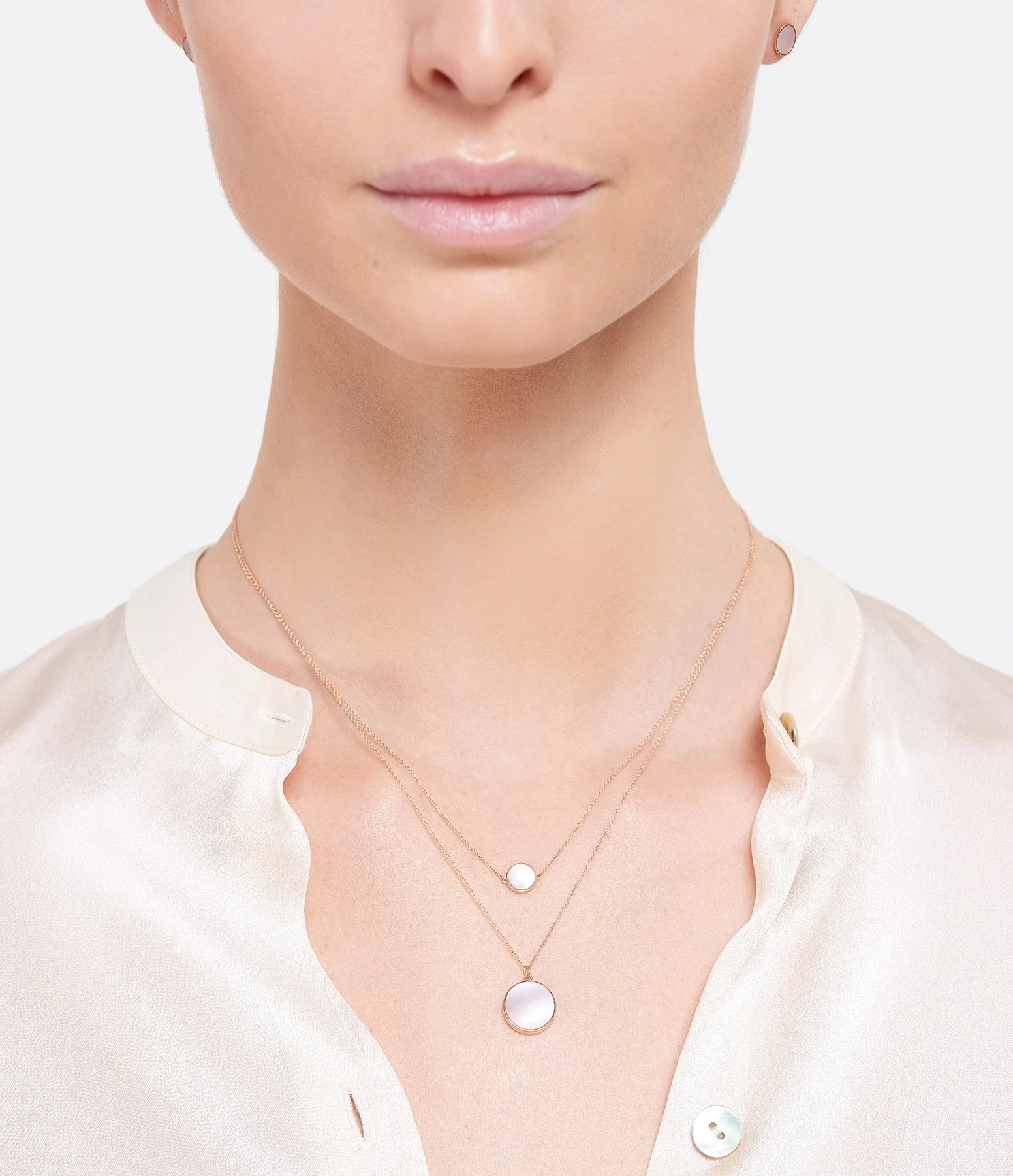 Ginette NY Collier Ever Mini Disc Nacre Rose Or Rose 2 Ginette NY Collier Ever Mini Disc Nacre Rose Or Rose â Image 2