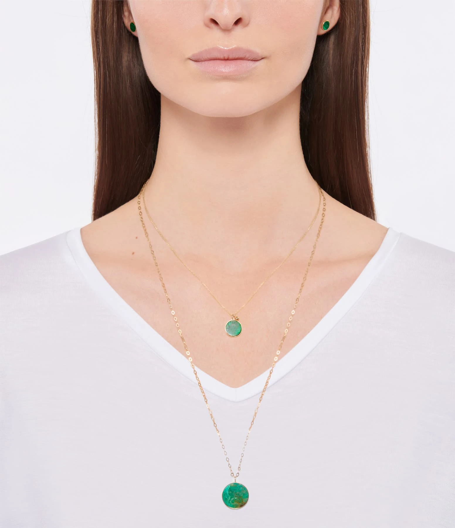 Ginette NY Collier Ever Disc Chrysocolle Or Rose 2 Ginette NY Collier Ever Disc Chrysocolle Or Rose – Image 2