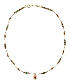 TITYARAVY Collier Gini Rubis Argent Doré