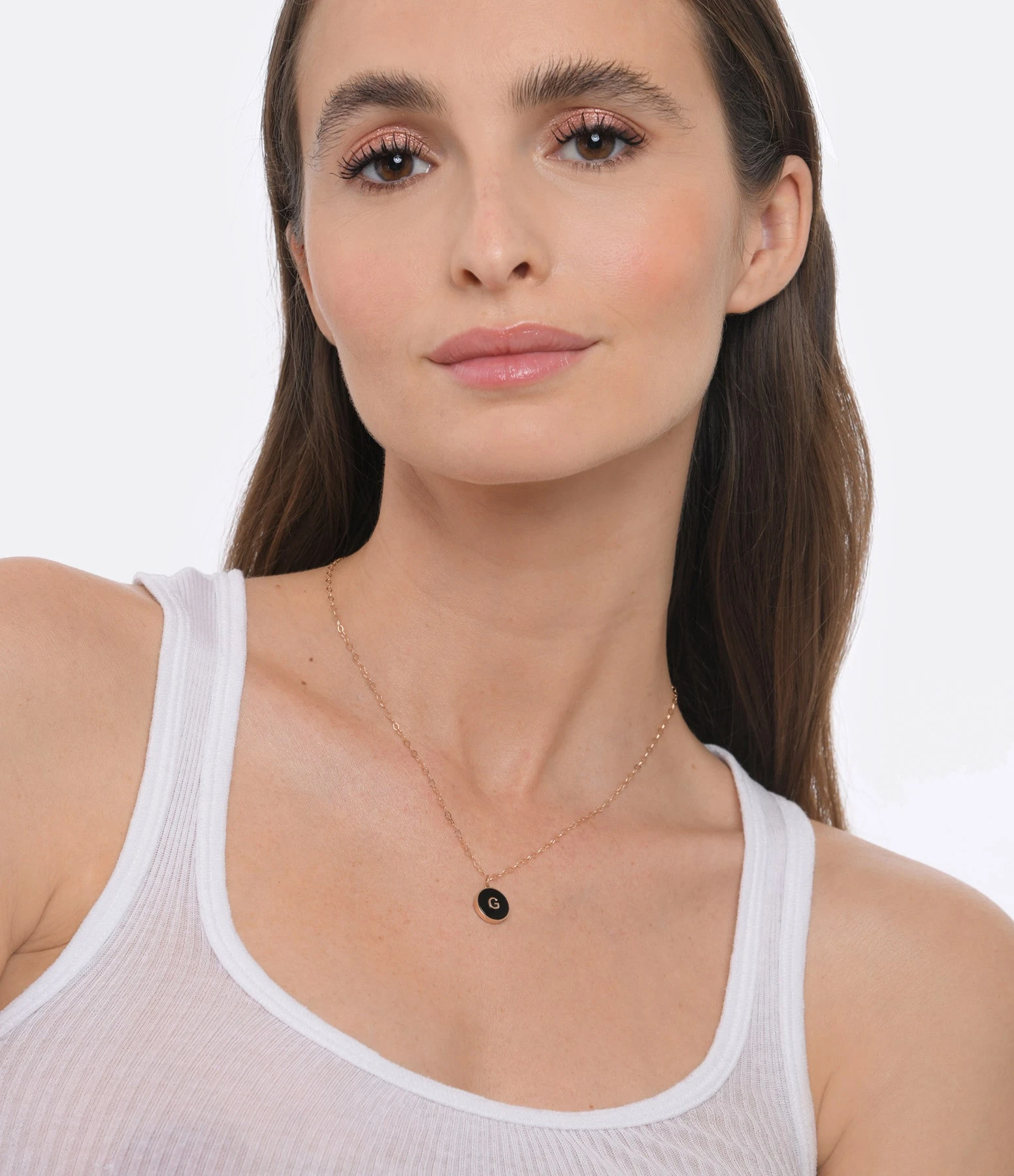 Ginette NY Collier Initial Onyx Or Rose, Personnalisable 2 Ginette NY Collier Initial Onyx Or Rose, Personnalisable – Image 2