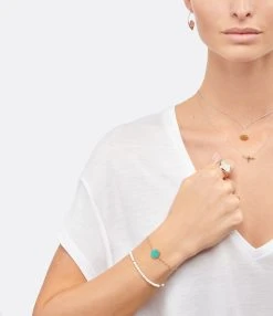 Ginette NY Bague Disc Or Rose Nacre Blanche -Shaker Jewels Magasin ginrd look20201109 273