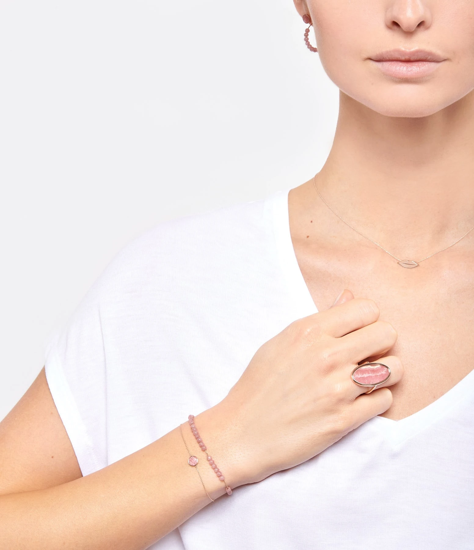 Ginette NY Bague Ellipse Rhodocrosite Or Rose 2 Ginette NY Bague Ellipse Rhodocrosite Or Rose – Image 2