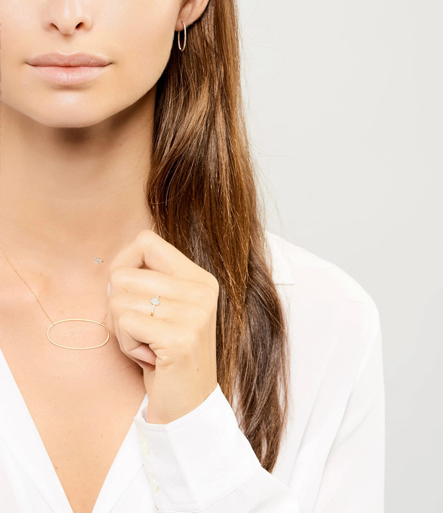 Ginette NY Bague Ellipses & Sequins Or Rose Diamants 2 Ginette NY Bague Ellipses & Sequins Or Rose Diamants – Image 2