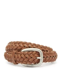 Golden Goose Ceinture Houston Cuir Tressé Marron