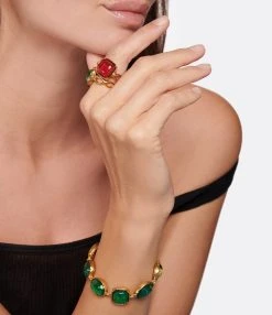 GOOSSENS PARIS Bague Cabochon Carré Cristal De Roche Vert Émeraude 7 GOOSSENS PARIS Bague Cabochon Carré Cristal De Roche Vert Émeraude -Shaker Jewels Magasin gooss look20221014 437 1