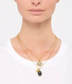 GOOSSENS PARIS Collier Cabochon Cristal De Roche Bleu Montana -Shaker Jewels Magasin gop21pe001ygc06 v3