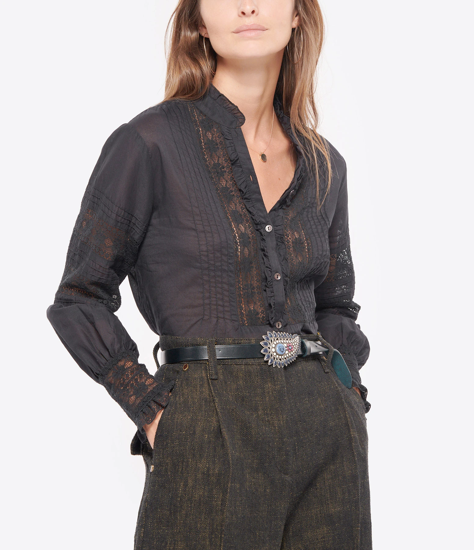 Isabel Marant Ceinture Alayne Cuir Bleu Argenté 3 Isabel Marant Ceinture Alayne Cuir Bleu Argenté – Image 3