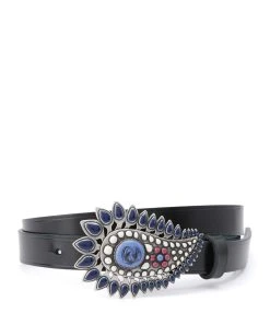 Isabel Marant Ceinture Alayne Cuir Bleu Argenté