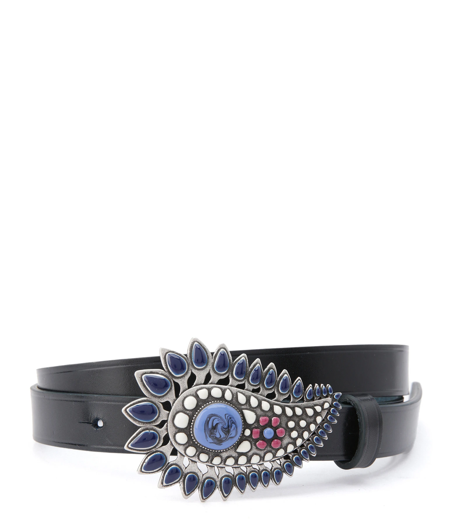 Isabel Marant Ceinture Alayne Cuir Bleu Argenté 1 Isabel Marant Ceinture Alayne Cuir Bleu Argenté