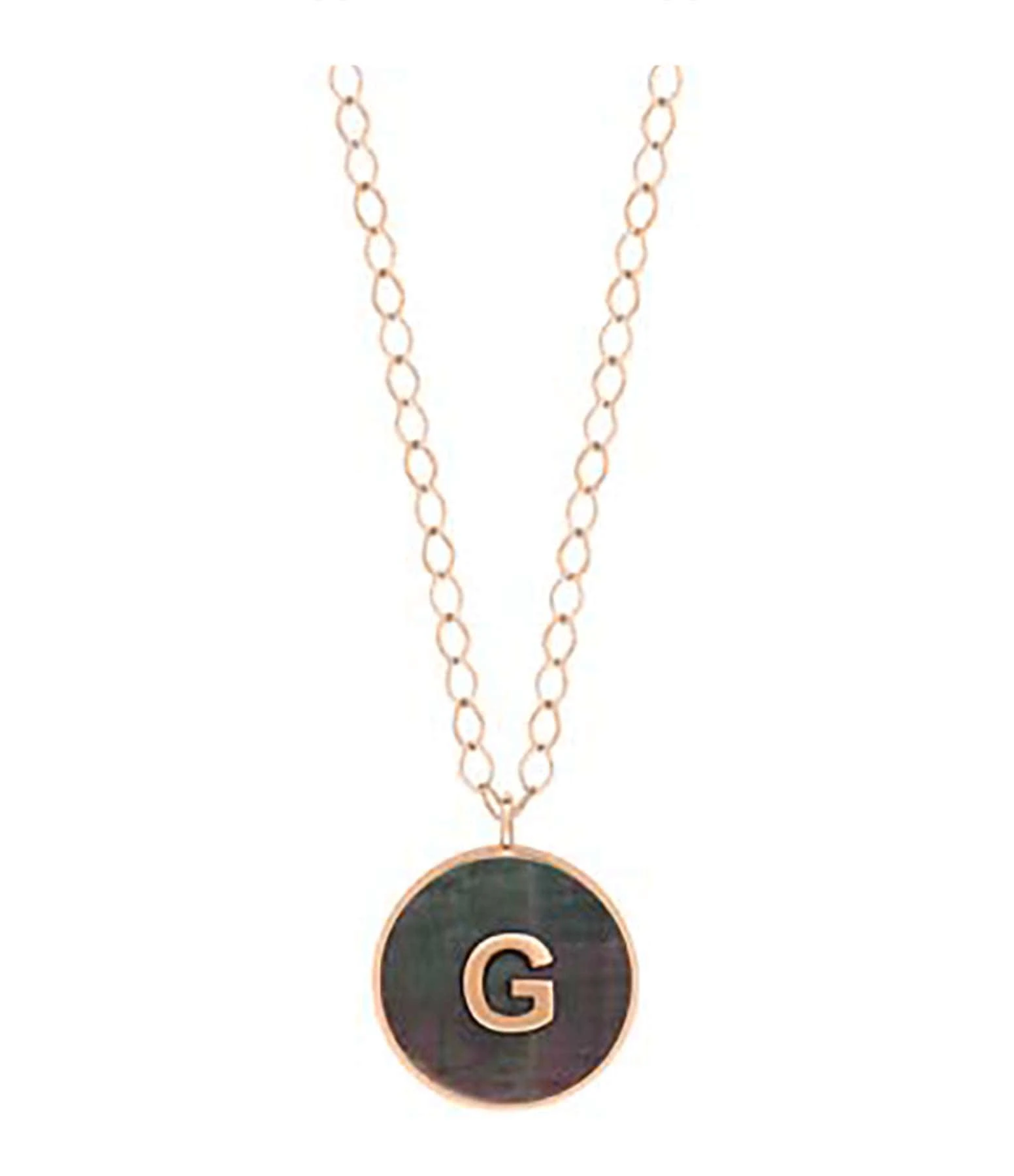 Ginette NY Collier Initial Nacre Noire Or Rose, Personnalisable 1 Ginette NY Collier Initial Nacre Noire Or Rose, Personnalisable