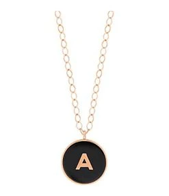 Ginette NY Collier Initial Onyx Or Rose, Personnalisable