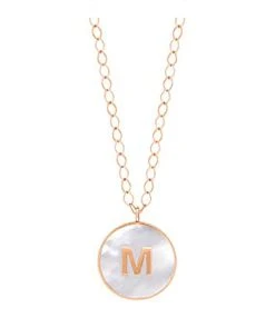Ginette NY Collier Initial Nacre Blanche Or Rose, Personnalisable