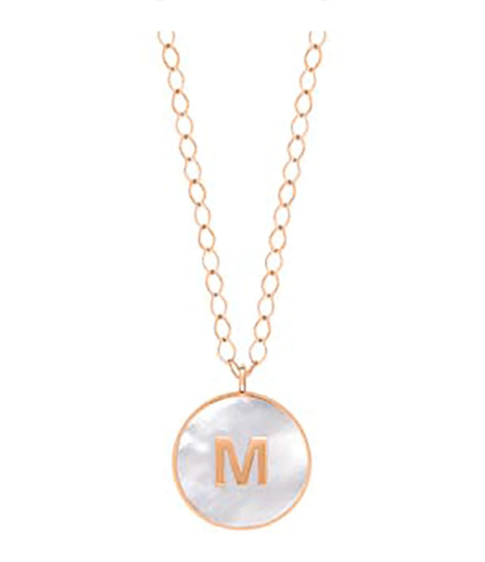 Ginette NY Collier Initial Nacre Blanche Or Rose, Personnalisable 1 Ginette NY Collier Initial Nacre Blanche Or Rose, Personnalisable