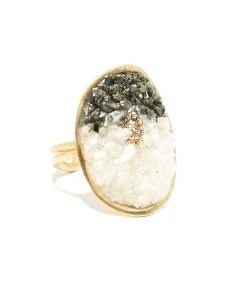 LSONGE Bague Lakota XL Nacre Pyrite