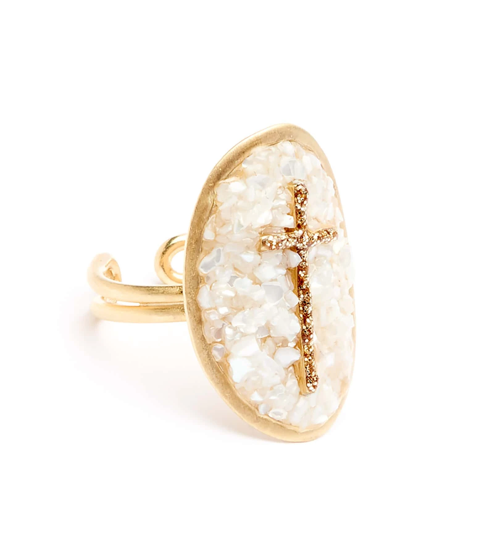 LSONGE Bague Lakota XL Croix Nacre Doré 1 LSONGE Bague Lakota XL Croix Nacre Doré
