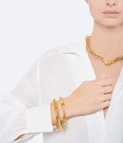 LAUREN RUBINSKI Bracelet Small Émail Rainbow Or Jaune 7 LAUREN RUBINSKI Bracelet Small Émail Rainbow Or Jaune -Shaker Jewels Magasin laure look20211019 249