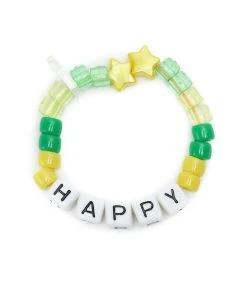 LAUREN RUBINSKI Bracelet Love Beads HAPPY Jaune Vert