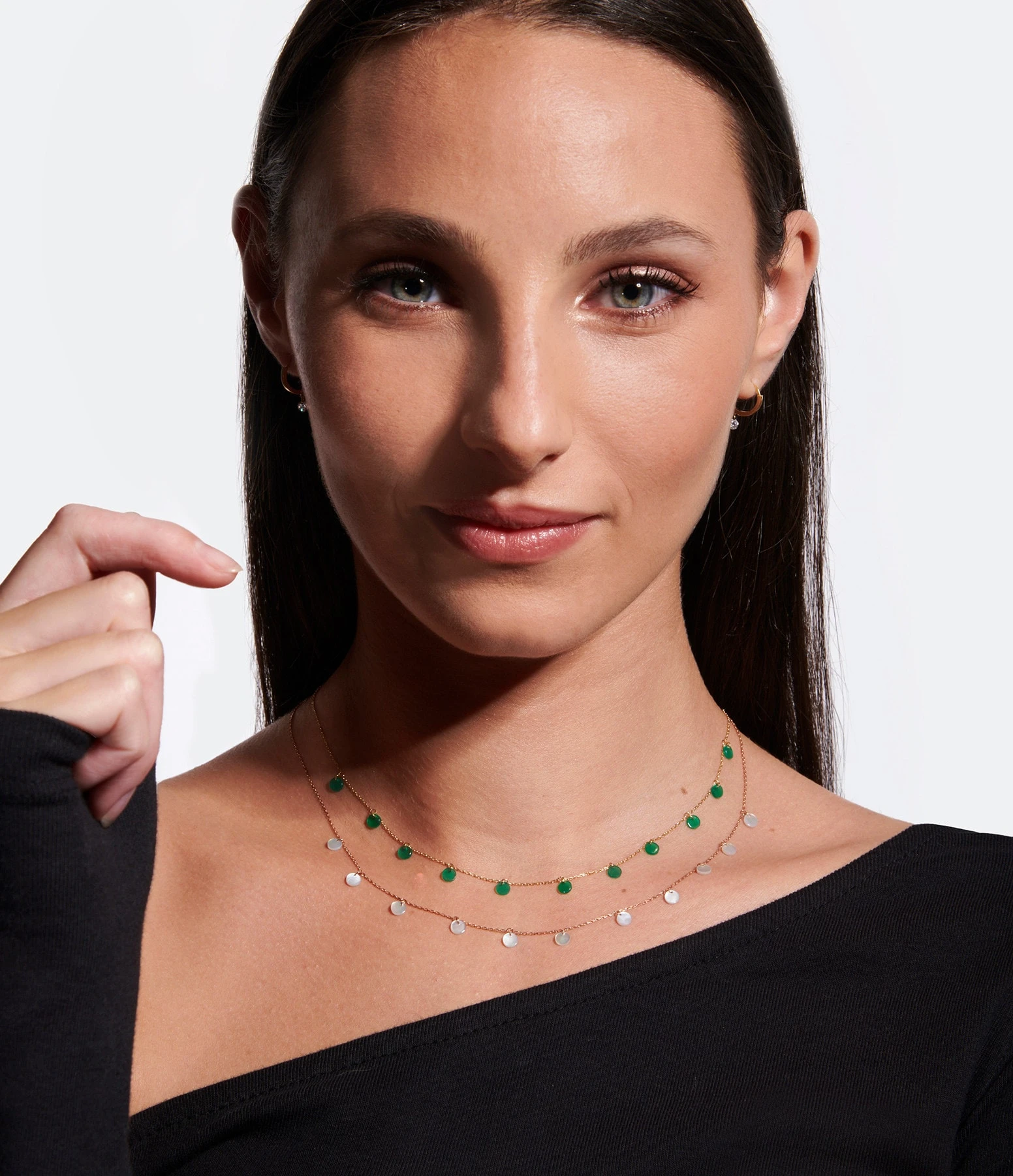LA BRUNE & LA BLONDE Collier Polka Onyx Vert Or Jaune 3 LA BRUNE & LA BLONDE Collier Polka Onyx Vert Or Jaune – Image 3