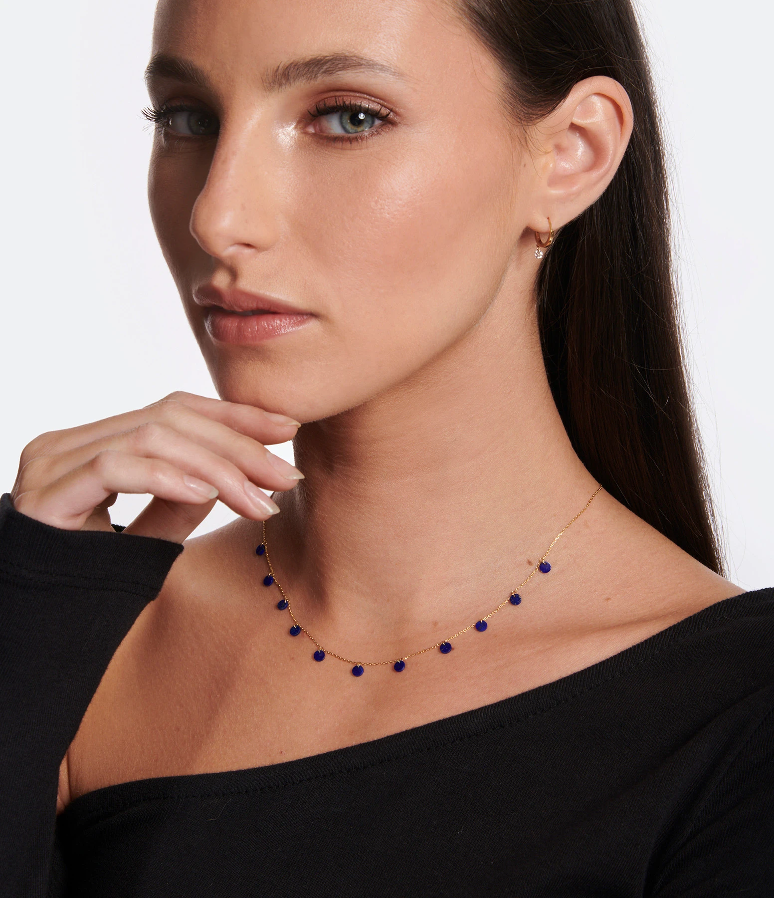 LA BRUNE & LA BLONDE Collier Polka Lapis Lazuli Or Jaune 2 LA BRUNE & LA BLONDE Collier Polka Lapis Lazuli Or Jaune – Image 2