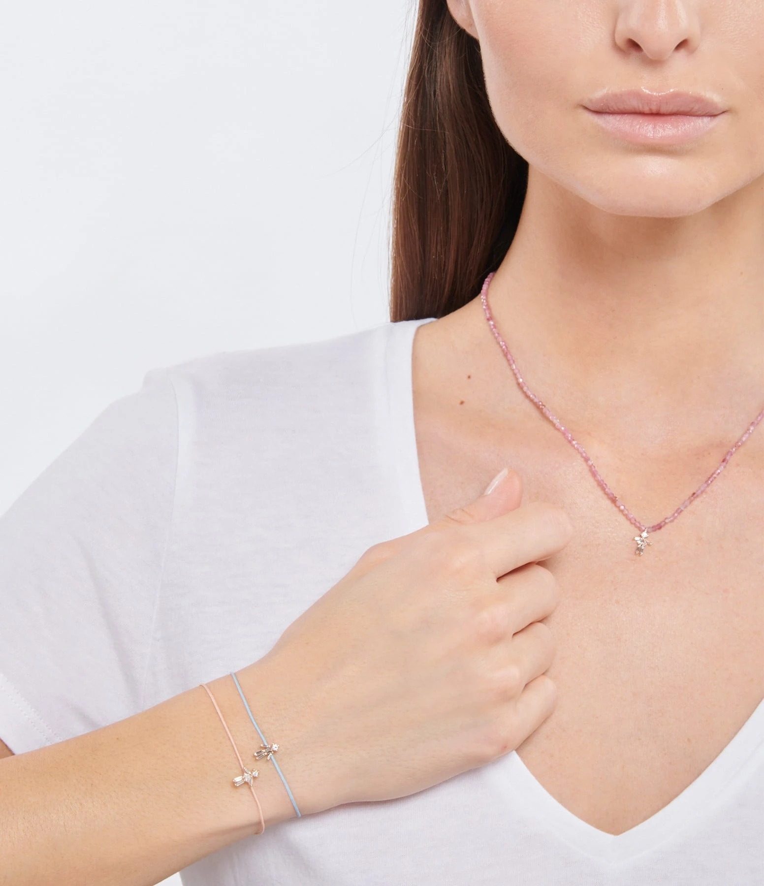 LITTLE ONES Collier Rainbow Fille Tourmaline Or Rose Diamants 3 LITTLE ONES Collier Rainbow Fille Tourmaline Or Rose Diamants – Image 3