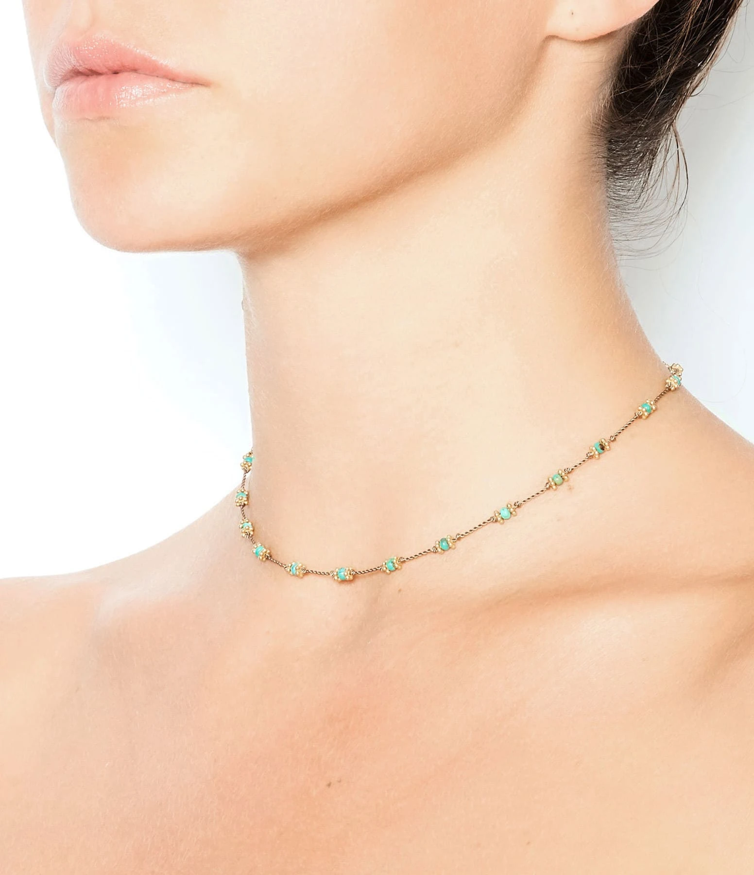 TITYARAVY Collier Lotus Beige Turquoise 2 TITYARAVY Collier Lotus Beige Turquoise – Image 2